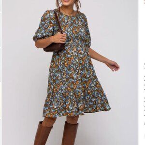 NWOT Floral Smocked Puff Sleeve Maternity Dress